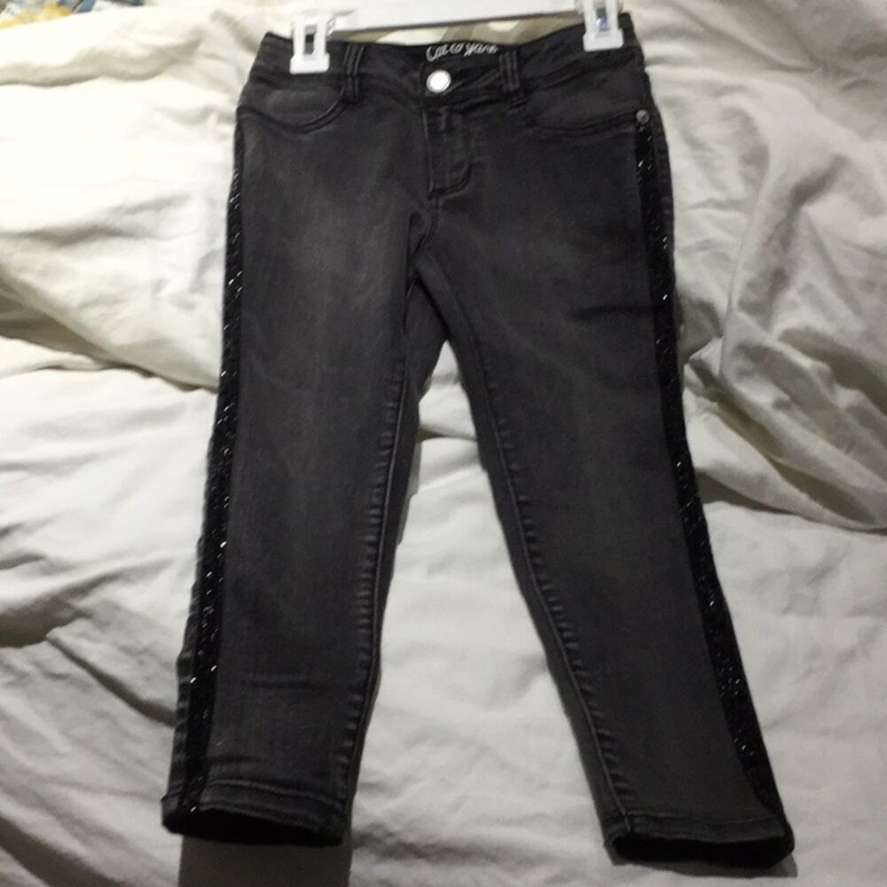 Cat & Jack 6 skinny grey tuxedo shimmer jean NWT